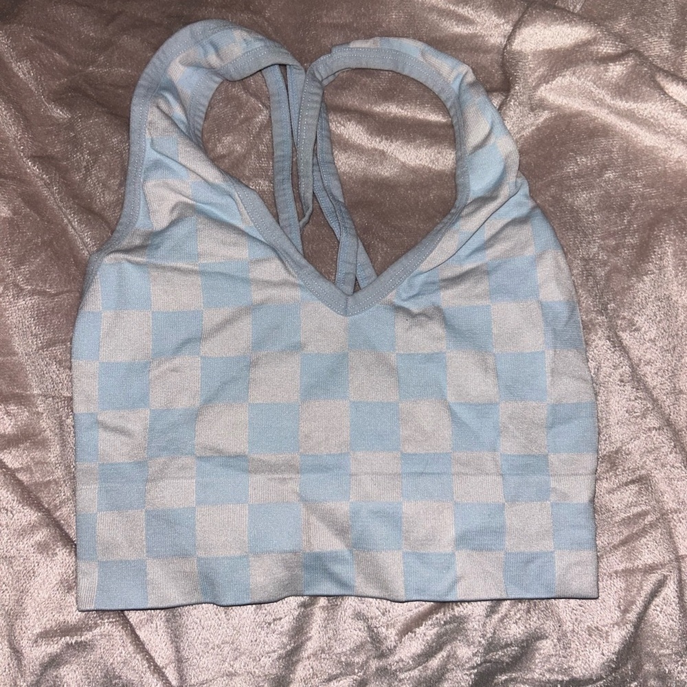 Colsie Light Blue Checkered Bandeau